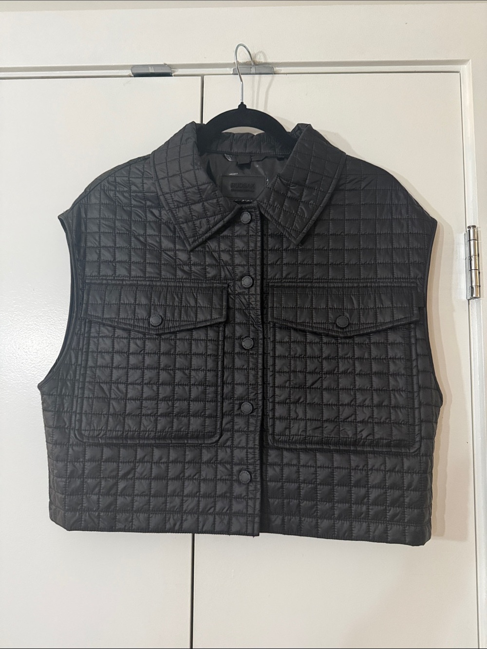 NWOT Quilted Black Sleeveless Button-Front Vest